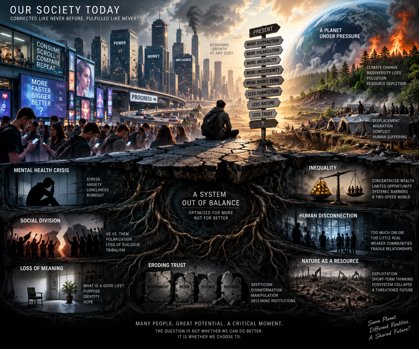 A visual portrait of society today, between remarkable progress and unresolved contradictions.